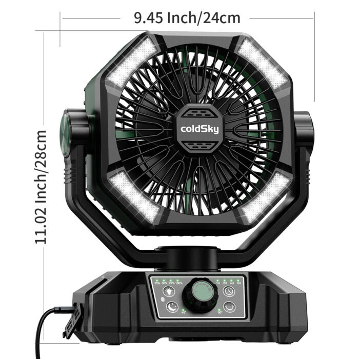 Ventilador Portátil Recargable 20000mAh con Doble Motor y Luz LED – 8 Velocidades, Control Remoto, Gancho para Carpas o Interiores – Ideal para Apagones y Camping - Imagen 3