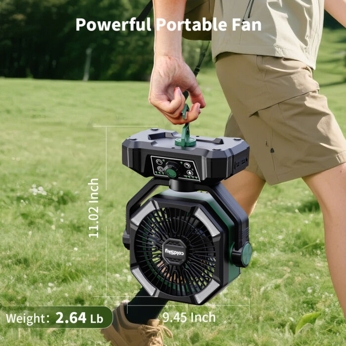 Ventilador Portátil Recargable 20000mAh con Doble Motor y Luz LED – 8 Velocidades, Control Remoto, Gancho para Carpas o Interiores – Ideal para Apagones y Camping - Imagen 4