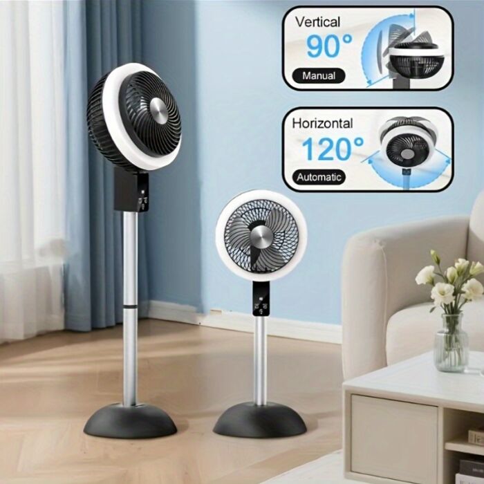 Ventilador Vertical Portátil 10000mAh Recargable – Silencioso, 8 Velocidades, 3 Modos, Control Remoto, Altura Ajustable, Ideal para Apagones, Oficina o Camping