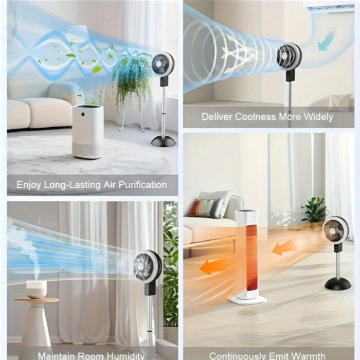 Ventilador Vertical Portátil 10000mAh Recargable – Silencioso, 8 Velocidades, 3 Modos, Control Remoto, Altura Ajustable, Ideal para Apagones, Oficina o Camping - Imagen 9