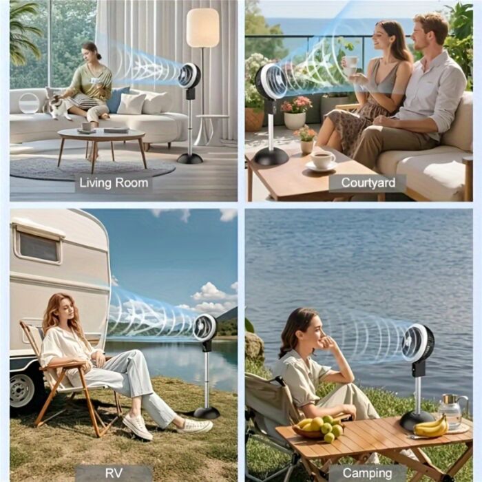 Ventilador Vertical Portátil 10000mAh Recargable – Silencioso, 8 Velocidades, 3 Modos, Control Remoto, Altura Ajustable, Ideal para Apagones, Oficina o Camping - Imagen 10