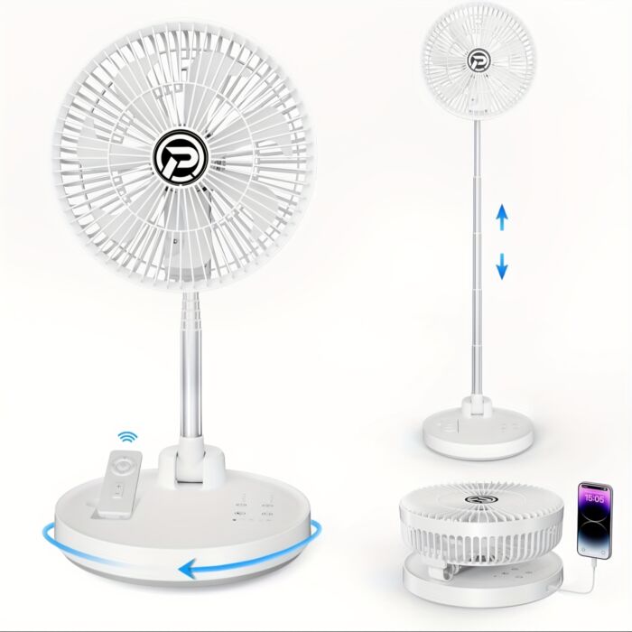 Ventilador Portátil PANERGY 10” con Batería 20000mAh, Recargable, Oscilante, Plegable y Silencioso – Con Control Remoto y Altura Ajustable, Ideal para Apagones, Viajes y Hogar - Imagen 5
