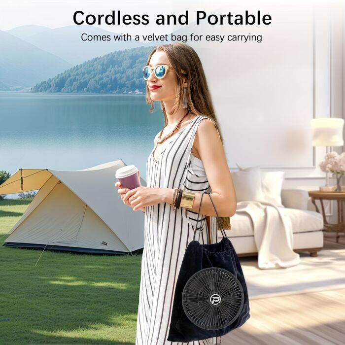 Ventilador Portátil PANERGY 10” con Batería 20000mAh, Recargable, Oscilante, Plegable y Silencioso – Con Control Remoto y Altura Ajustable, Ideal para Apagones, Viajes y Hogar - Imagen 8